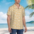 thumbnail image 3 of Vsdgher Daisies Flowers Print Men's Hawaiian Shirts Button Down Tropical Holiday Beach Shirts Vacation Clothes,XX-Large, 3 of 7