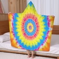 thumbnail image 5 of Colorful Tie Dye Mandala Pattern Hooded Bath Towel，60"x35" for Ages 3 To 12 Kids, Quick Dry Lightweight Soft Microfiber Hood Beach Towel Cover Up for Kids, 5 of 7