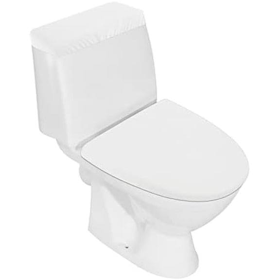 Toilet Lid & Tank Lids, Bathroom Toilet Seat Cover Set - Stretch Spandex Fabric, Fits Most, White