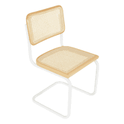 Breuer Chair Company Marcel Breuer B32 Cesca Cane Cantilever Side Chair w/ White Steel Frame Natural Wood & Natural Cane (Made in Italy) by Furnish Theory