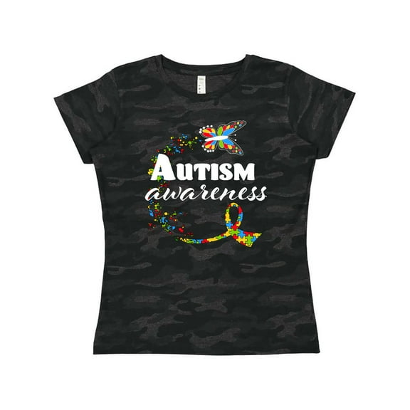 Inktastic Autism Awareness Butterfly Ribbon Women's T-Shirt
