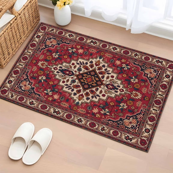 Country Boho Entryway Rug 2'x3' Non Slip Front Door Mats, Farmhouse Ethnic Abstract Nation Aesthetic Entrance Rugs Indoor Outdoor Carpet, Washable Floor Mats Small Area Rug for Bedroom Kitchen