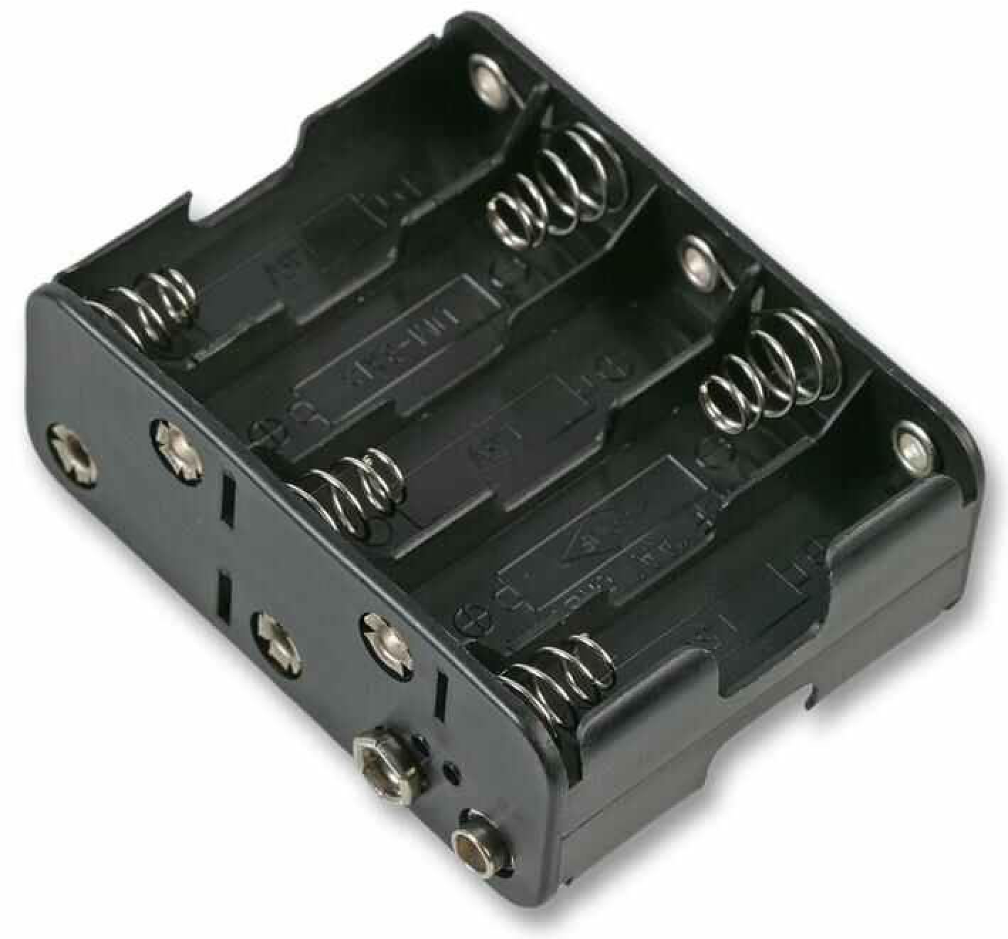 PRO POWER 10x AA Battery Holder Black Coil Spring Contact Snap Fit Side