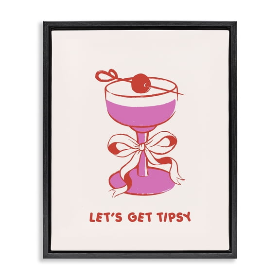 Stupell Industries Eclectic Let's Get Tipsy with Glass Black Floating Frame Canvas Art, 17 x 21, by House of Lulu