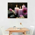 thumbnail image 2 of ONETECH Spa Wall Decor Bathroom Purple Candles Massage Stones and Pink Daisy Salts Picture Print on Canvas Bathroom Nature Still Life Painting Relax Calm Zen Art  20x16in, 2 of 4