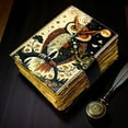 thumbnail image 2 of Owl Leather Journal – Gothic Grimoire Book of Shadows – size 5x7 Inch | 200 Pages Handmade Paper | Locking Diary |, 2 of 6