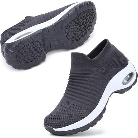 

Yazi Slip On Breathe Mesh Walking Shoes Women Fashion Sneakers Comfort Wedge Platform Loafers