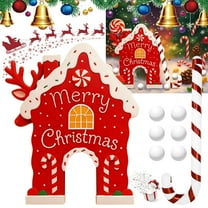 Reindeer Christmas Party Mini Golf Game Set, Gingerbread Themed Golf Game with Candy Canes and 6 Balls, Portable Holiday Activity for Main Doors and Parties, Perfect Gift, Red, 1set