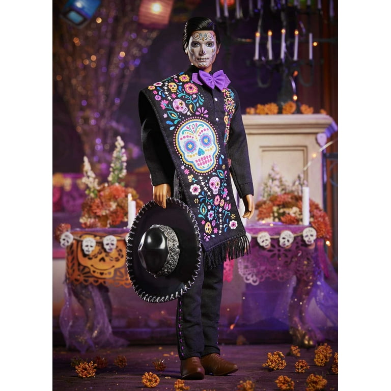 Barbie 2021 Dia De Muertos 2021 Ken Doll (12-in) Wearing Embroidered Shirt  & Serape