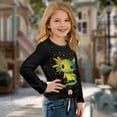 thumbnail image 5 of Xoenoiee Green Axolotl Print Girls Long Sleeve Shirt Casual Tie Hem Tee Tops Round Neck T Shirts Fall Clothes Active Outfits, Size 5-6 Year, 5 of 7