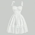 thumbnail image 6 of Women’s White Spaghetti Strap Mini Dress – Square Neck Mesh Corset Backless A-Line Summer Beach Dress, 6 of 8
