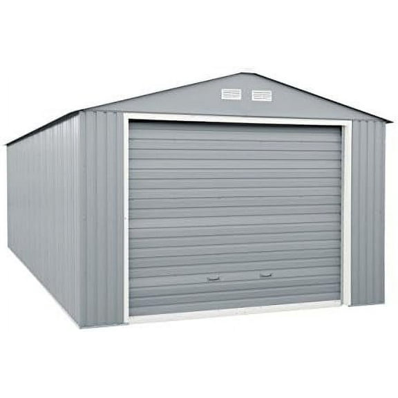 Duramax Strength Durable Galvanised Steel Metal Garage 39.4" x 68.9", Light Gray