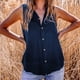 thumbnail image 5 of Moda para mujer Turn-down Collar Ocio Sin mangas Chaleco sólido Tops Fridja  qr5896, 5 of 7