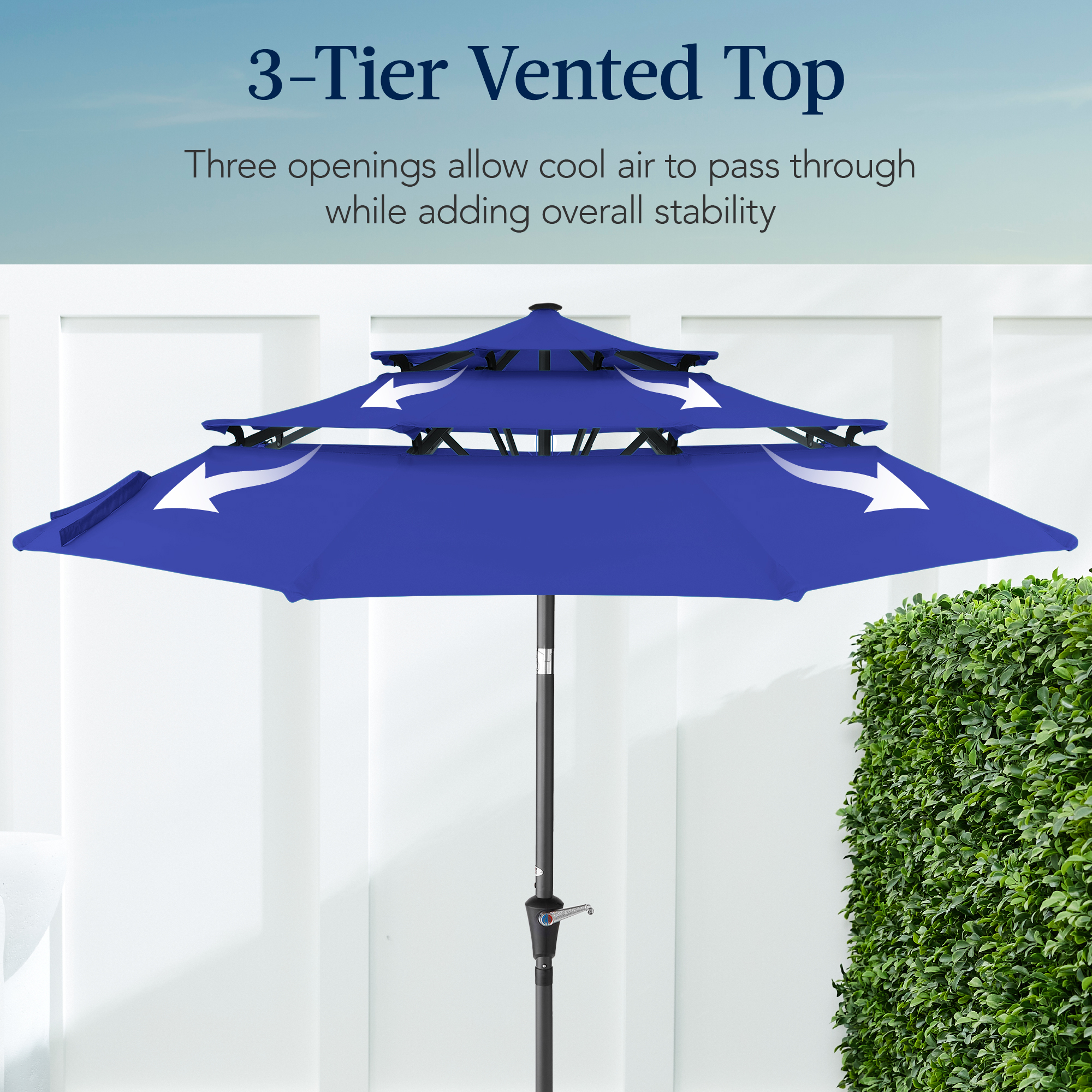 Best Choice Products 10ft 3-Tier Market Umbrella, Resort Blue photo 3