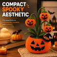 thumbnail image 2 of Crochet Halloween Potted Plant, Handmade Yarn Pumpkin Ghost Decor, 7.87 Inch Spooky Fall Tabletop Decoration for Desk, Shelf, Office, Bedroom and Home, 2 of 8