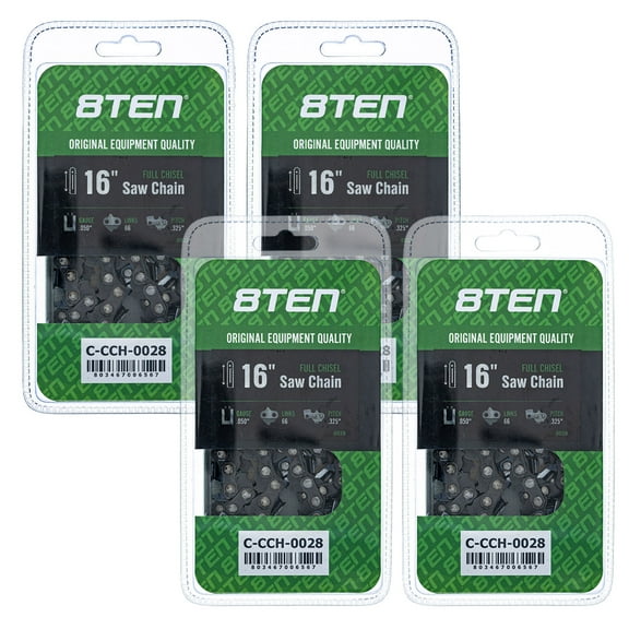 8TEN Chainsaw Chain 16 inch .050 .325 66DL for Jonsered CS2255 4 Pack 810-CCC2240H