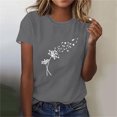 thumbnail image 2 of Tii.MM Hauts d'Été pour Femmes 2025 T-Shirt Graphique à Manches Courtes Col Ras du Cou T-Shirts à Imprimé Pissenlit T-Shirts Mignons Basiques, 2 of 4