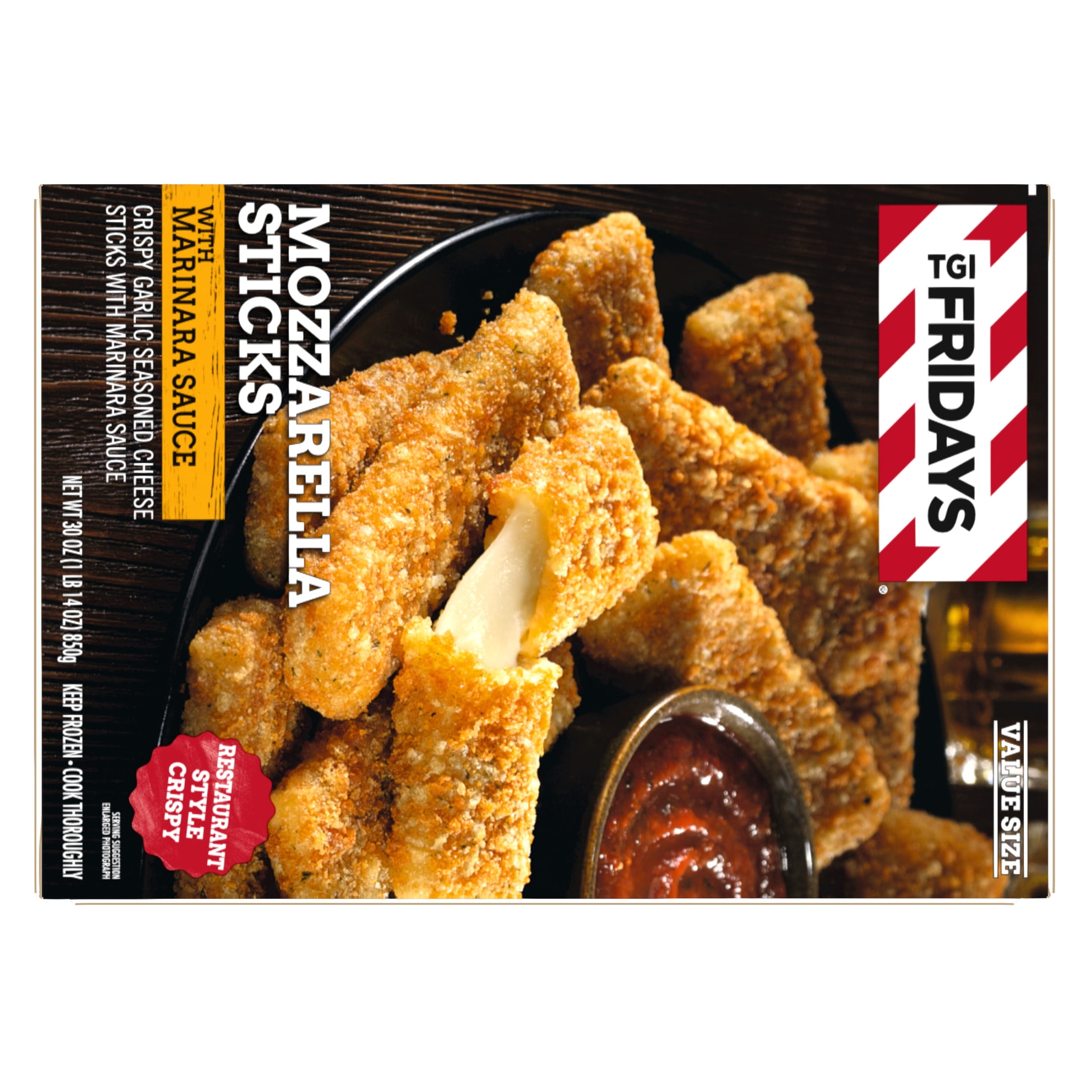 TGI Fridays Mozzarella Sticks Value Size Frozen Snacks with Marinara Sauce, 30 oz Box