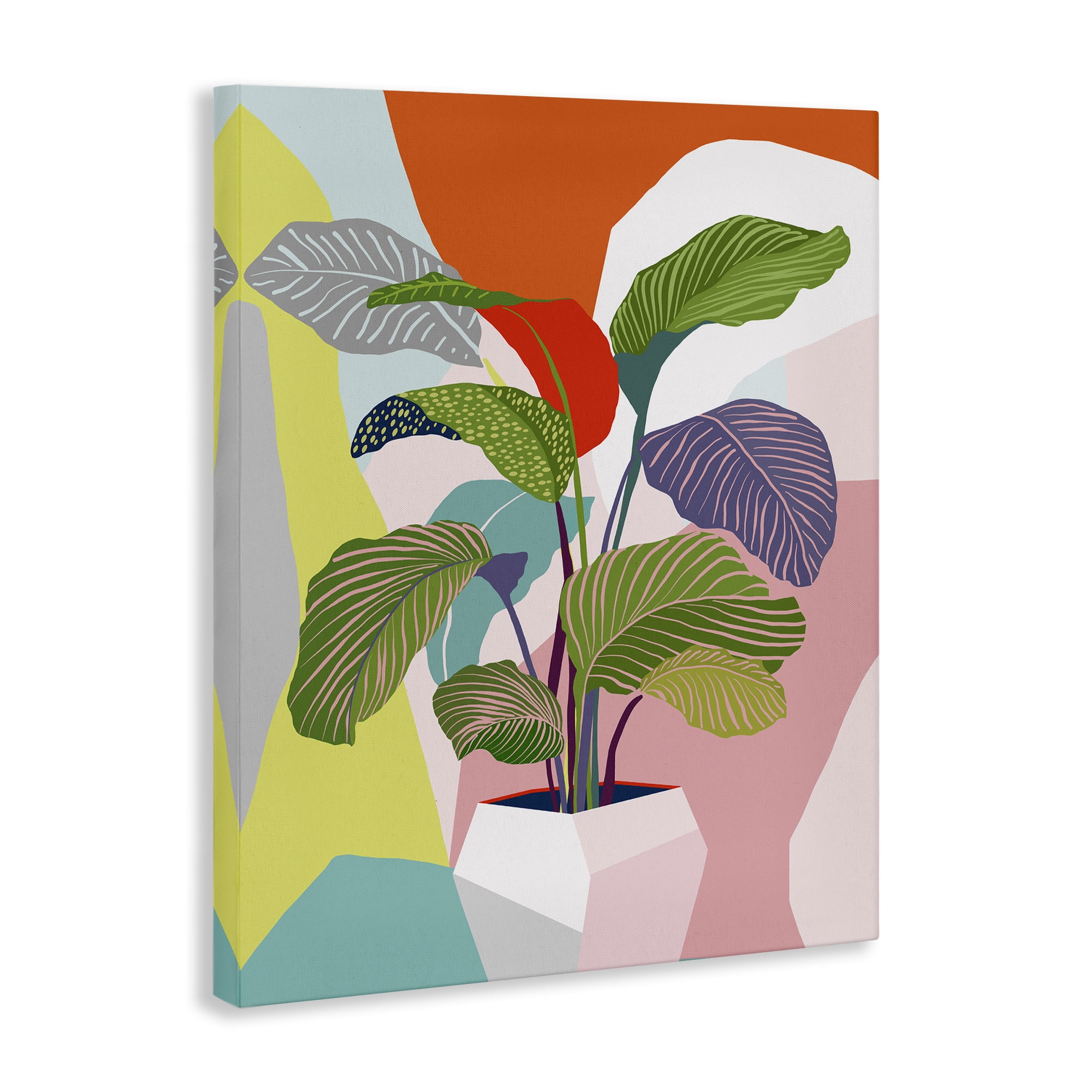 Stupell Industries Midcentury Bold Plant Plants & Flowers Painting Wrapped Canvas Art Print Wall Art, 24 x 30