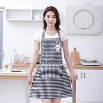Cotton Plaid Apron for Adults with Large Pockets,Oil-Resistant Kitchen Apron,Adjustable Waist & Neck Straps,Breathable & Durable Cooking Apron for Women & Men,Home Chef Apron,32x25 Inches