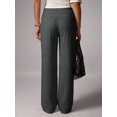 thumbnail image 4 of Women's Low Waist Wide Leg Pants, Double Waistband Tie Flowy Trousers for Vacation, Beach, Everyday & Casual Wear, 4 of 5