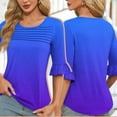 thumbnail image 2 of Womens 3/4 Length Sleeve Tops Crewneck Casual Plus Size Summer Shirts Loose Fit Three Quarter Sleeve Blouses, 2 of 6