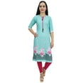 thumbnail image 2 of Bimba Women's Aqua Moss Georgette Kurti Summer Wear Printed Tunic Kurta-18, 2 of 7