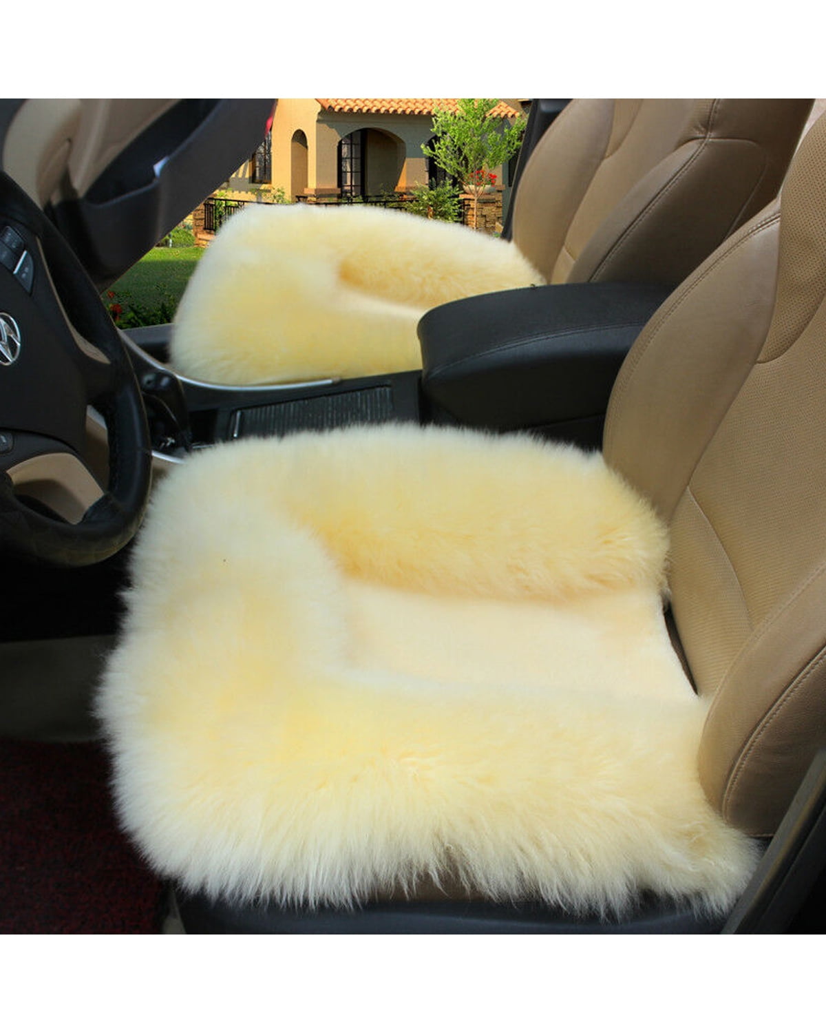 Pale Mauve Universal Wool Soft Warm Fuzzy Auto Car Seat Covers Front Rear Cover Car Cushion Chair Pad 