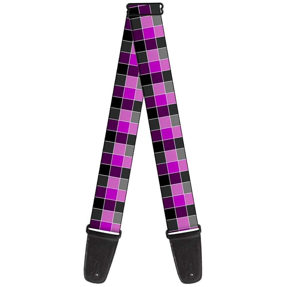 Buckle-Down Guitar Strap, Checker Mosaic Purple, 2 Inches Wide