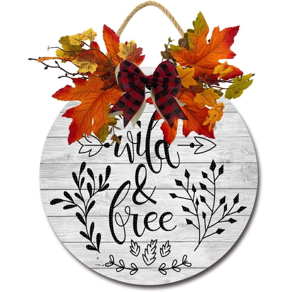 Eveokoki 11" Rustic Solid Wild And Free Wood Signs,Wall Art Sign Plaque,Farmhouse Decor,Wreaths Sign,Decorative Wooden Wall Plaque for Home