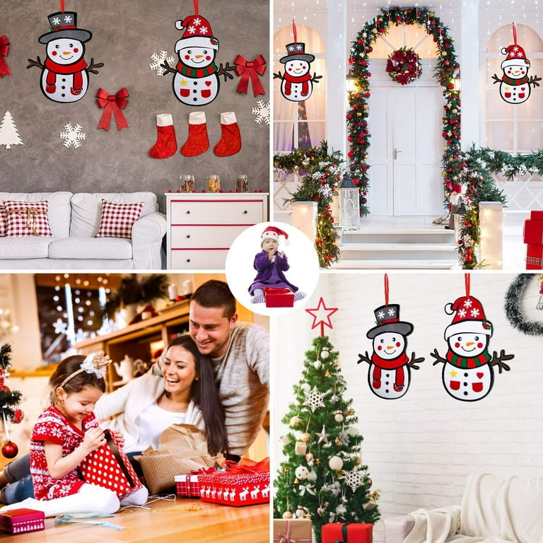 Boao 2 Pieces DIY Felt Christmas Snowman Christmas Tree Games Set, Xmas  Felt Decorations Wall Hanging Ornaments Kids Gifts Party Supplies (General