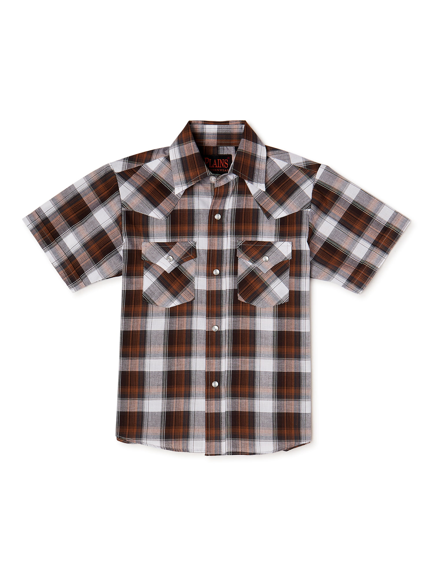 Plains Boys Short Sleeve Basic Snap Western Shirt, Sizes XS-L - Walmart.com