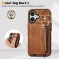 thumbnail image 5 of Allytechgroup Stylish iPhone 16 Wallet Case, Premium Phone Case for iPhone 16 with Card Holder Zipper Pocket Hand Wrist Shockproof Stand Cover for Women Men, Brown, 5 of 6