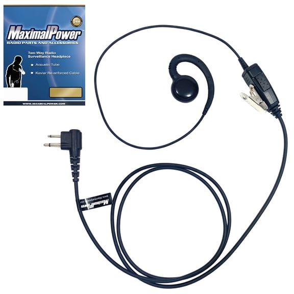 MaximalPower C Shape 1 Wire Earpiece for Motorola Two Way Radio C-Style Headset with PTT Mic for CP110, CP185, CP200, CLS1110, CLS1410, EP450, RDM2070D Walkie Talkies
