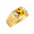 thumbnail image 3 of RYLOS Men's Rings Yellow Gold Plated Silver Rings Classic Designer  9X7MM Gemstone &  Diamond Ring Citrine November Birthstone Ring Size 10, 3 of 7