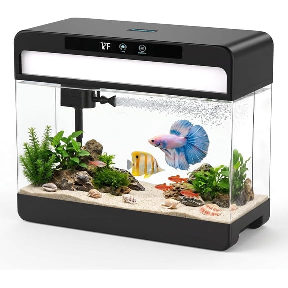 3 Gallon Starter Aquarium Kit for Betta Fish Black