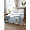 thumbnail image 2 of Sea Turtle Coastal Full Size Flat Sheet, Wrinkleproof & Fadeproof Cooling Flat Bed Sheet Only, Summer Beach Coral Ocean Blue Nautical Breathable Soft Bedding Top Sheets 81 x 96 Inches, 2 of 8