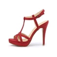 thumbnail image 6 of BLISSFUL STEP Women T Strap Slingback Platform Stiletto Heel Sandals Red 10, 6 of 8
