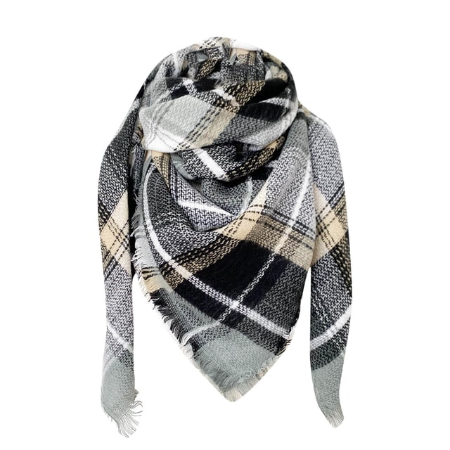 Mikilon Femmes Automne Pashmina Châle Wrap Cape PlaidTassel Tricot Cardigan Foulard