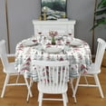 thumbnail image 2 of White Christmas Tree Pattern Round Tablecloth 60"x60",Wrinkle Wipeable Table Cloth for Kitchen Dining Room Picnic Patio Party, 2 of 6