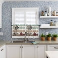 thumbnail image 5 of Windmill Farmhouse Half Window Curtains 24 Inches Long, Vintage Teal Brown Wooden Butterfly Window Treatment Curtain Drapes, Short Curtains Tiers for Kitchen Over Sink, 27.5"x24", 2 Panels, 5 of 7
