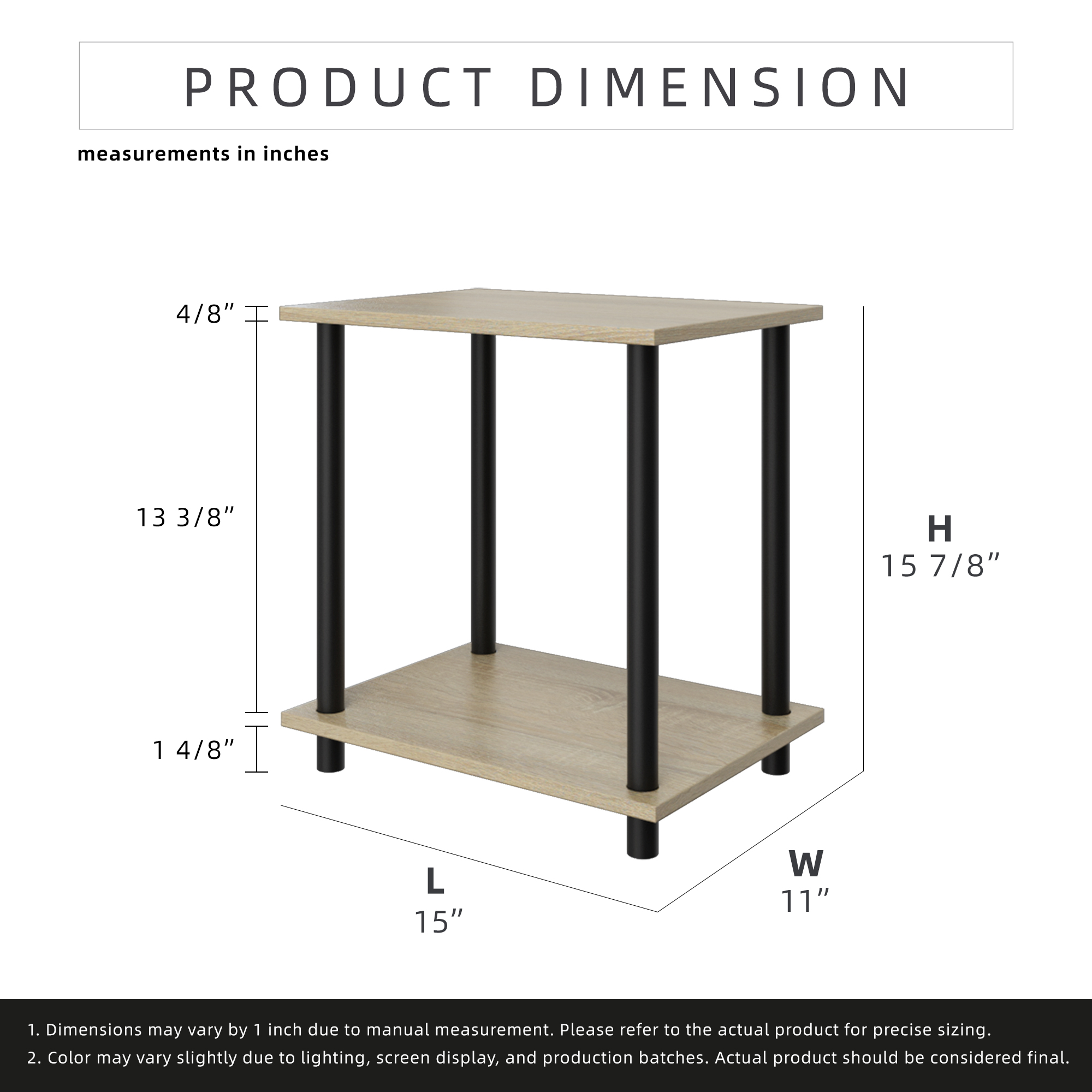 2 Tiers Wood Household Shelving Unit in Natural Oak  (14.96 in. W x 15.87 in. H x 11.02 in. D)