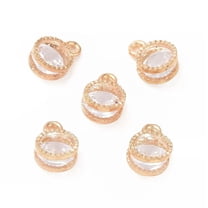 U8MO 100pcs Light Gold Alloy Cubic Zirconia Charms Flat Round Mini Pendants 11x8mm