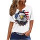 thumbnail image 1 of Blusas de Verano de las Mujeres Casual Gradiente Manga Corta V-Cuello Superior, Ligera Imitación de Tela de Estante para la Primavera Y el Verano Diario Y de Fiesta, 1 of 8