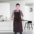 thumbnail image 4 of Waterproof and Oil-proof Work Apron for Cooking,Adjustable Bib Apron Cooking Kitchen Aprons for Women Men Chef, Black/White Pinstripe,Kitchen Supplies, 4 of 5