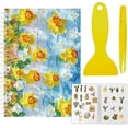 thumbnail image 1 of Álbum de pegatinas reutilizable con diseño de flores amarillas, tamaño A5, 40 hojas, organizador de pegatinas reutilizables, libro de almacenamiento, libro de pegatinas con pinzas y espátula., 1 of 9