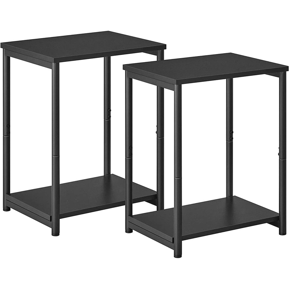 Set of 2 side tables, side tables with shelf, slim bedside tables