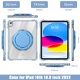 thumbnail image 2 of for iPad 11th Gen A16 2025 Case with Rotatable Stand Portable Handle, Protective Clear Shockproof Dropproof Rugged Carrying Shoulder Strap Kids Friendly Cover for iPad 10th Gen 10.9" 2022, Lightblue, 2 of 13