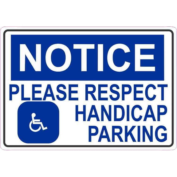 5in x 3.5in Notice Handicap Parking Sticker Vinyl Car Sign Decal Stickers