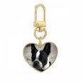 thumbnail image 1 of Bulldog Pet Animal Dark Picture Gold Heart Keychain Metal Keyring Holder, 1 of 3